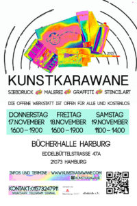 In der Bücherhalle Harburg, Edelbüttelstraße 47a, 21073 Harburg. Donnerstag,17.11.22, 16 - 19 Uhr. Freitag, 18.11.22, 16 - 19 Uhr. Samstag, 19.11.22,11-14 Uhr.