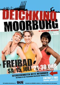 Plakat für das Deichkino am 15.7.23: 3 Frauen in Badeanzügen